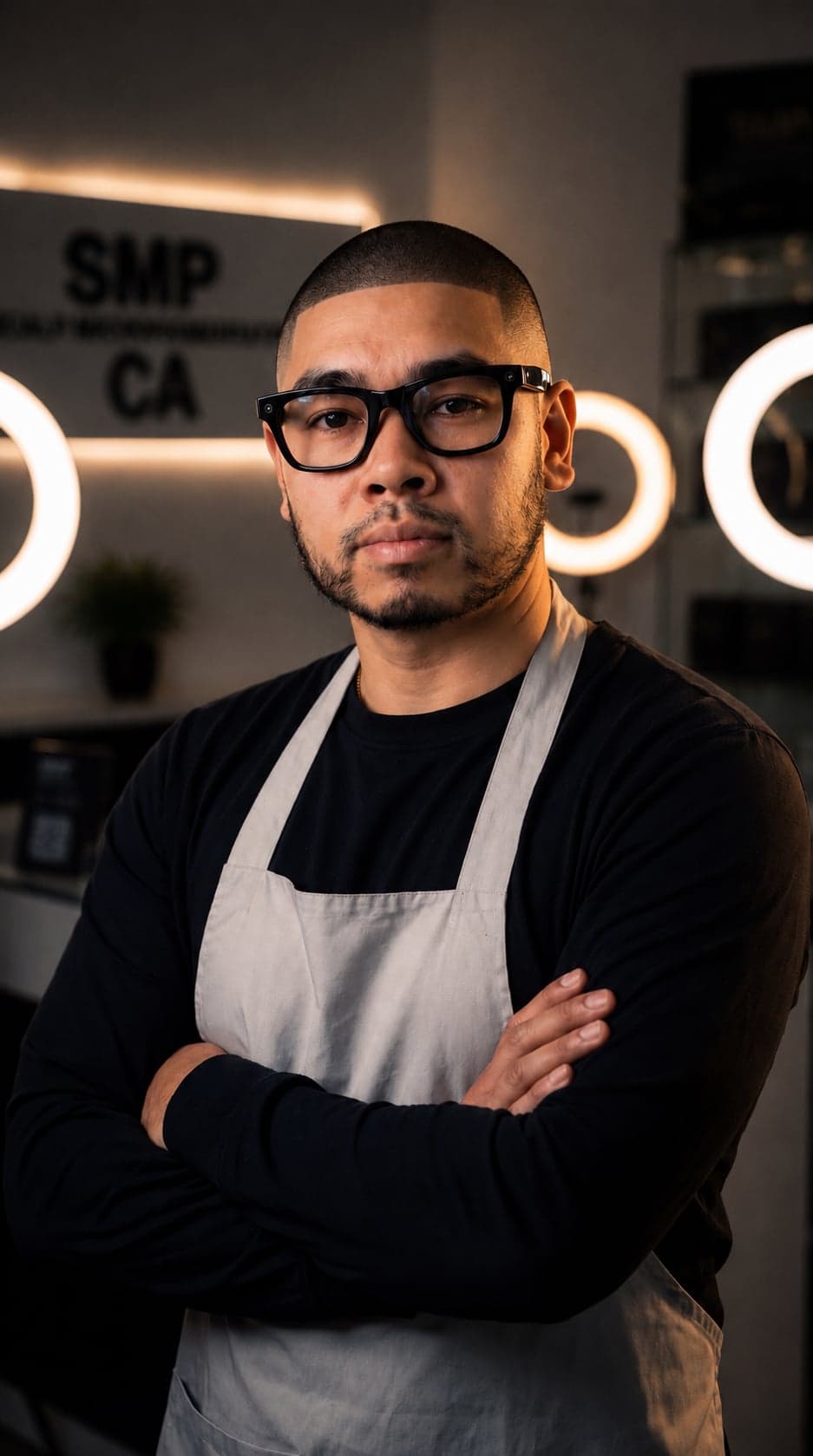 Joe V. Nguyen, Master Barber and SMP Trainer, San Lorenzo CA — performing scalp micropigmentation